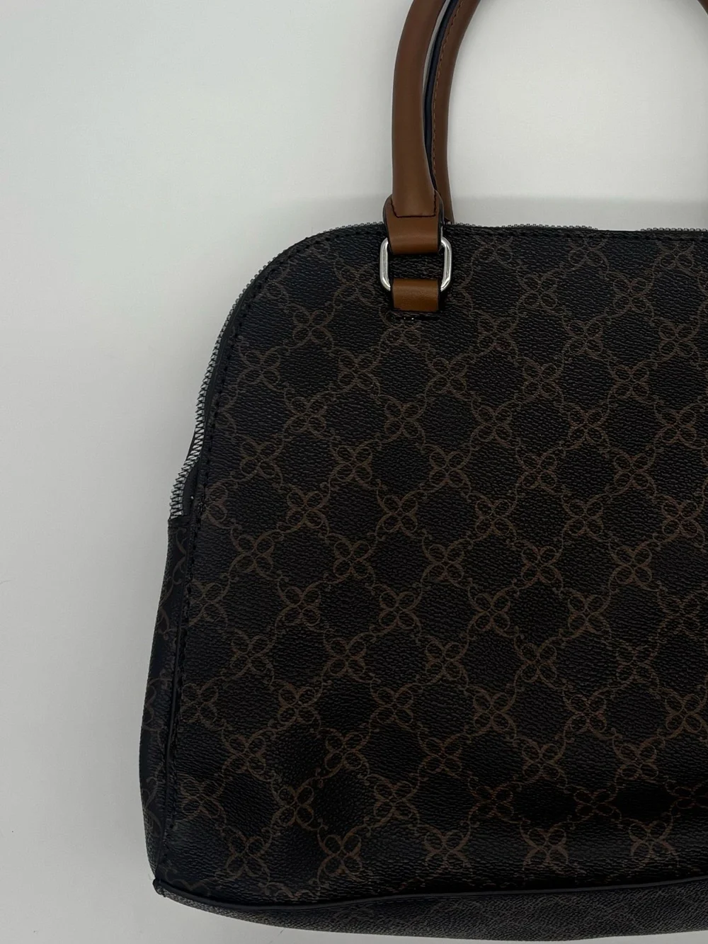 Nine West Brown and Dark Brown Signature Satchel